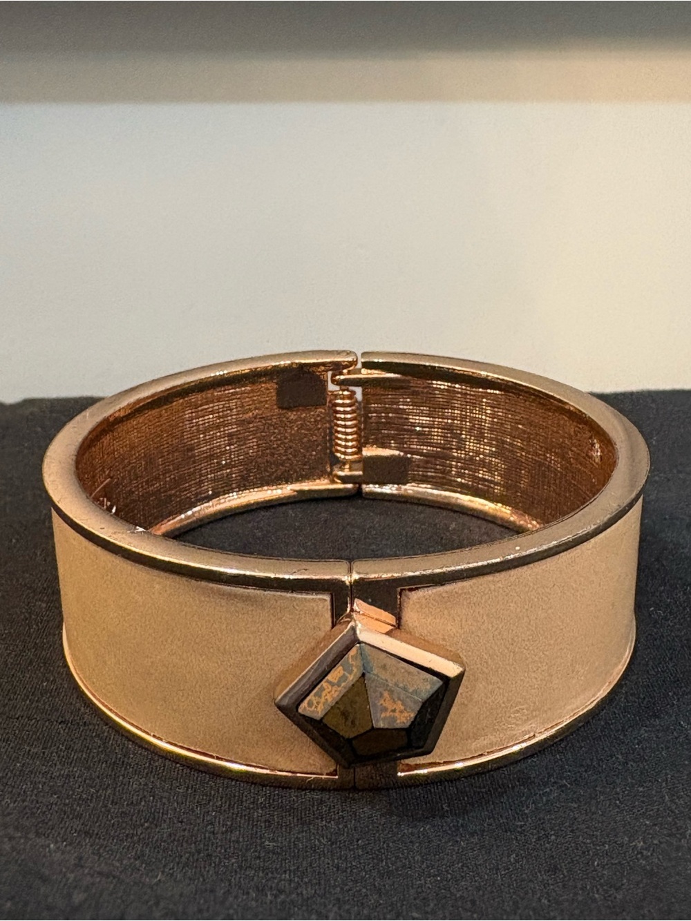 Vince Camuto Gold-Tone Hinged Bangle with Faceted Accent